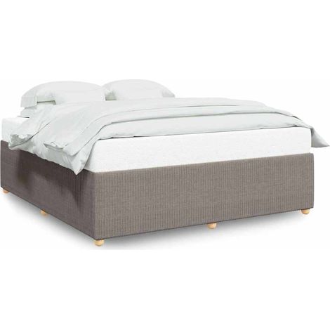 Lit double Lit adulte Cadre de lit sans matelas taupe 180x200 cm tissu (1/5)