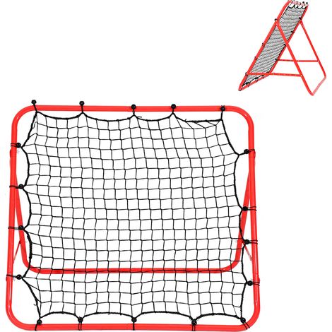 Wolketon Fußball-Rückprallnetz mit Stahlrohrrahmen, verstellbarer Neigungswinkel, PE-Netz, Rebounder für Pass-, Schuss- und Reaktionstraining, Rot, 103 x 100 x 72 cm