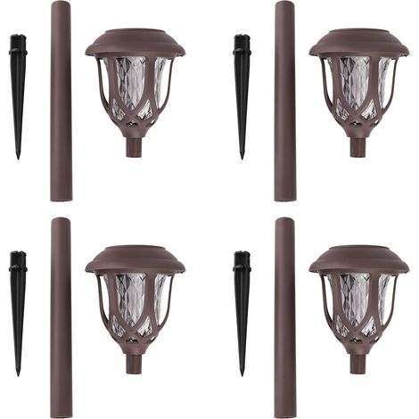 Lot de 4 lampes solaires LED colorées pour allée, jardin et pelouse, décoration paysagère. (1/5)