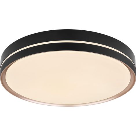 Globo Manni Plafonnier semi-encastré à LED intégré de 48,5 cm, noir, LED à intensité variable 2 700-6 500 K, télécommande