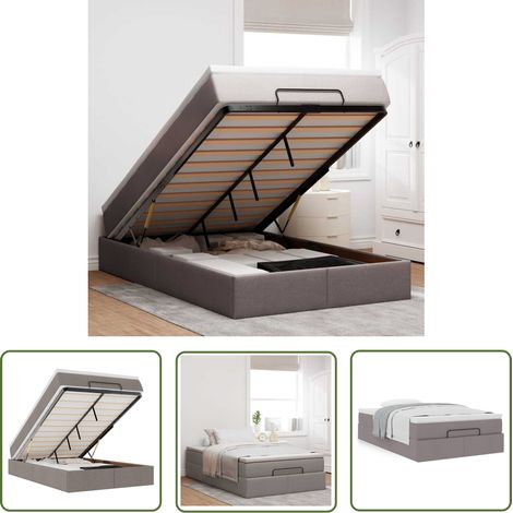 vidaXL Ottoman-Bett mit Matratze Taupe 120x200 cm Stoff (1/5)