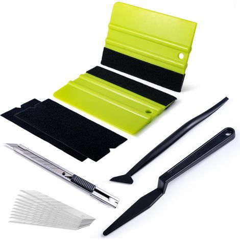 1 Kit Films Adhésifs,Outils Teinture,Raclette Feutre,Couteau Utilitaire,Lames Rechange,Accessoires Auto (1/5)