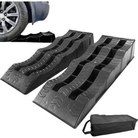 Patins de roue de voiture - Bloc d'arrêt de pneu de voiture Heavy Duty Vehicle Chock Stabilisateur de roue non glissant avec de traction élevée empêche le mouvement du véhicule (1/5)
