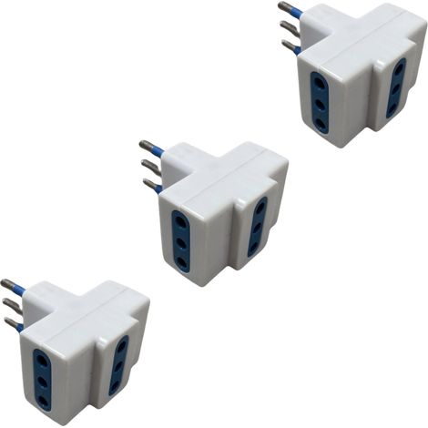 gloca Set 3 Adattatori 3 Prese 10A Con Spina 10A Colore Bianco Standard Italiano 250V (1/4)