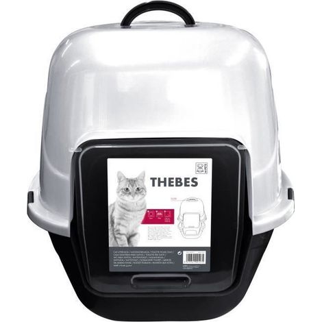 MPETS Maison de toilette Thebes - 62x53x58 cm - Noir et blanc - Pour chat (1/5)
