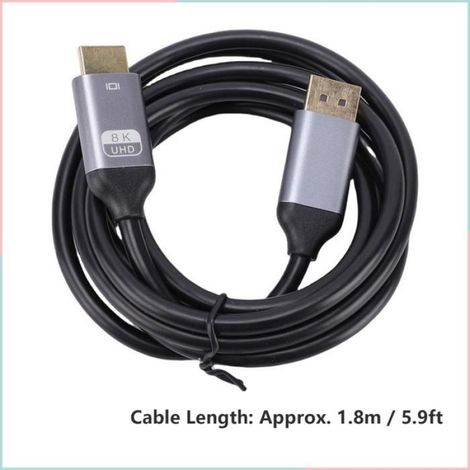 Câble D'interface Multimédia DisplayPort vers HD, Cordon en Alliage D'aluminium 8K 60Hz 4K,120Hz 1.8m pour TV/projecteur (1/4)