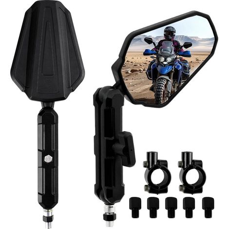 Rétroviseurs moto Adventure pliables E24, grand angle, réglables 360°, pour guidon 22mm M8/M10 (1/5)