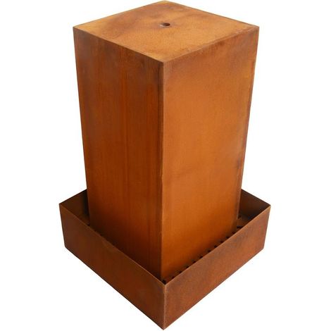 Gartenbrunnen Cortenstahl Brunnen Zierbrunnen Set Springbrunnen Rost 50x50x80 cm (1/5)