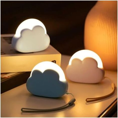 1 Pièces Veilleuse Enfant LED Nuage, Veilleuse Bebe Veilleuse Adulte Rechargeable avec 4 Intensité, Aide au Sommeil pour Bébés et Enfants Idee Cadeau Femme Naissance Fille Maman - Blanc (1/5)
