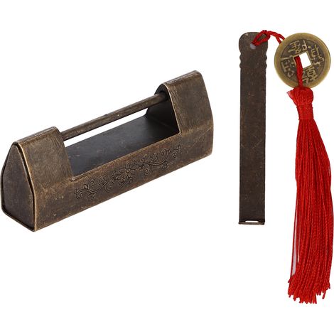 Vorhängeschloss im Antik-Stil, horizontale Öffnung, 4,4 cm Lochabstand, kleines Retro-Vorhängeschloss, für Tresore, Farbe: Antikbronze (Mini-Modell) (1/5)