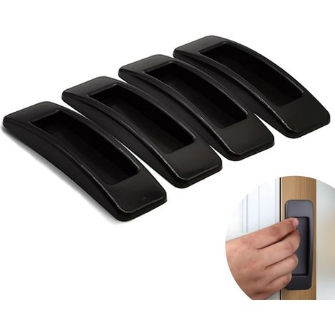 Set di 4 maniglie (nere) per porte e finestre scorrevoli - Maniglie autoadesive istantanee per cassetti e armadi - Autoadesive per maniglie di porte e finestre - Ideali per cucine, bagni, armadi, cass (1/5)