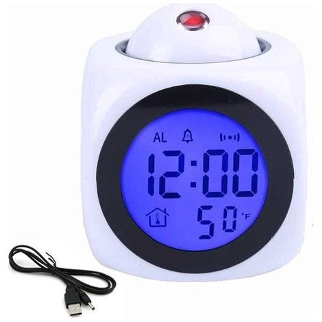 1 sveglia digitale, per camera da letto/bambini, colore bianco (1/5)