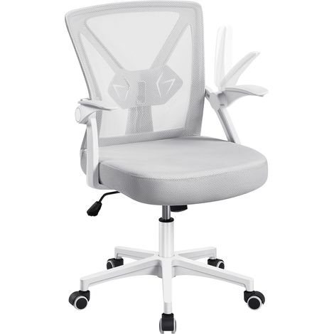 Yaheetech Sedia da Ufficio Ergonomica Lombare Scrivania Girevole a Rotelle in Rete Traspirante Reclinabile Altezza Regolabile Grigio Chiaro