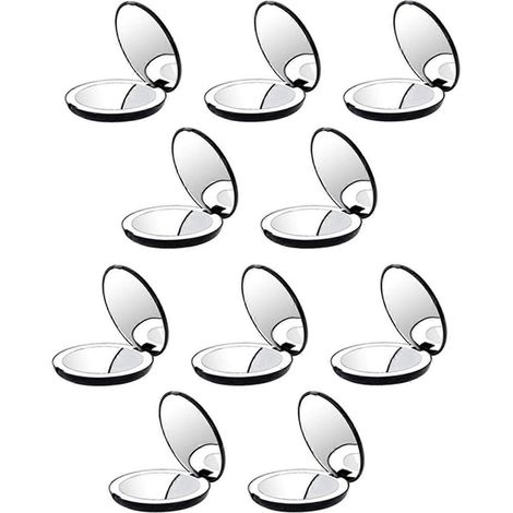 Tragbarer, faltbarer Kosmetikspiegel mit 10-facher Vergrößerung und LED-Beleuchtung, 10-facher Vergrößerungsglas, Mini-Spiegel mit 12 LED-Leuchtperlen, schwarz (1/5)