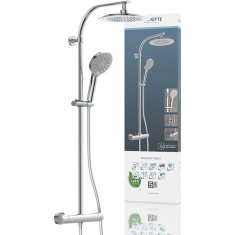 SCH�TTE Duschsystem mit Thermostat Dusche Duscharmatur Regendusche Edelstahl Brausestange H�henverstellbar Kopfbrause rund mit Handbrause 3-fach verstellbar 60046 (1/5)
