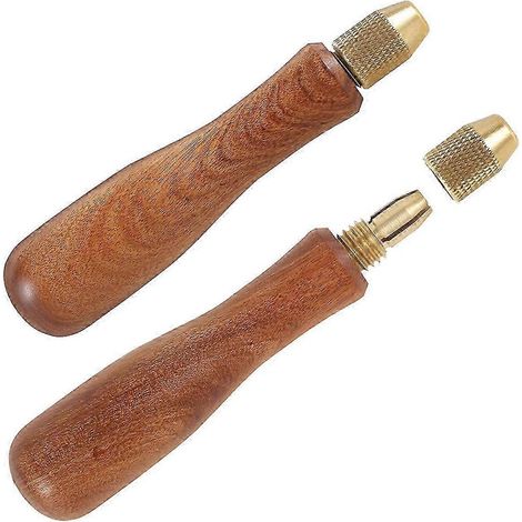 Lot de 2 poignées de lime en bois pour perceuse manuelle avec mandrin à pince en laiton, édition 528 (1/5)
