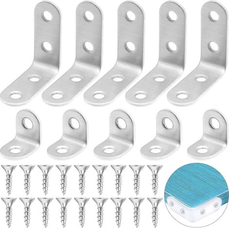 20pcs 90 Degrés Équerre d'Angle Bretelles, Support D'angle Droit Brace en Acier Inoxydable en Forme de L avec 60 Vis (1/5)