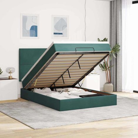 Estructura cama otomana colchones terciopelo verde oscuro vidaXL (1/5)