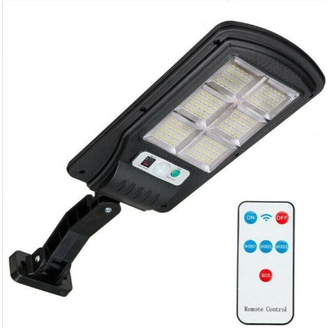 FARO LAMPIONE STRADALE PANNELLO SOLARE FOTOVOLTAICO SENSORE DI MOVIMENTO 120 LED
