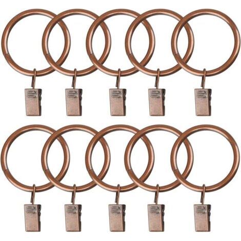 10 Stück Ratschenringe aus Metall mit Clip, 2 Zoll Durchmesser, dekorativ rotbraun, rostfrei (Ringinnendurchmesser: 50 mm)