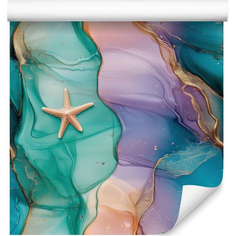 Papier peint bleu marine, turquoise et violet pour salon et chambre 50x1000 cm (1/5)
