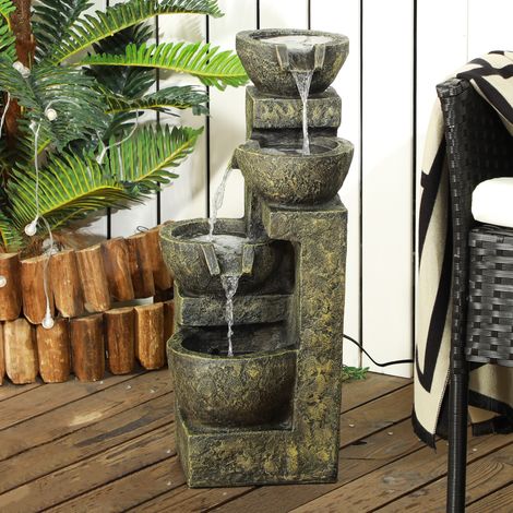 Fontaine de jardin noir fontaine d’eau fontaine vitesse réglable 25 x 24 x 60 cm design moderne