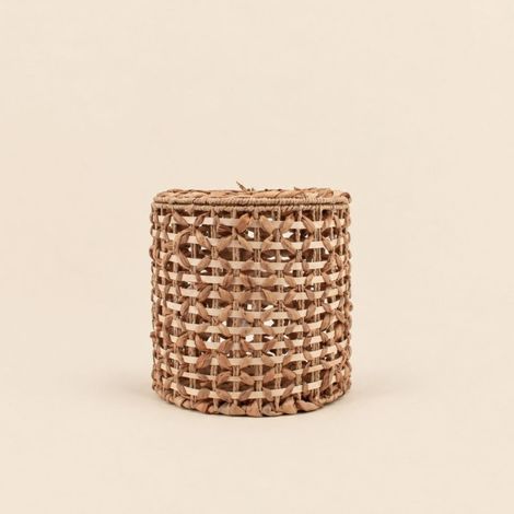 Panier à couvercle en jacinthe d'eau tressée 32cm (1/5)