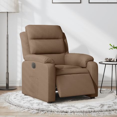 Sillón reclinable eléctrico de tela marrón vidaXL