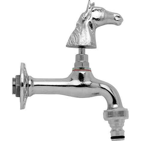 Rubinetto per Fontana da Giardino in Ottone Cromato con Attacco Rapido Morelli Cavallo (1/2)