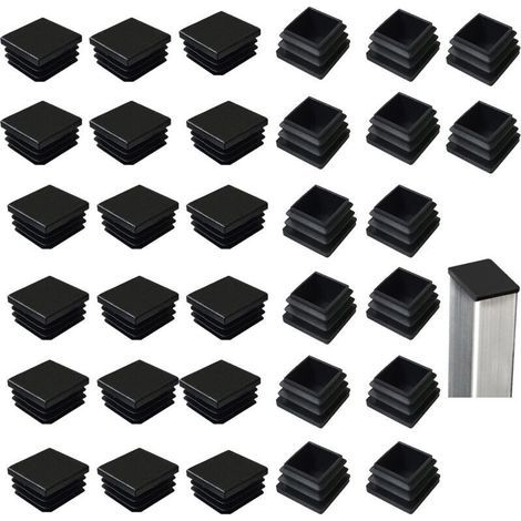 Lot de 32 bouchons à lamelles pour tubes carrés 40 x 40 mm, carrés en plastique noir, bouchons carrés pour produits métalliques/chaises/canapés/tables (1/5)