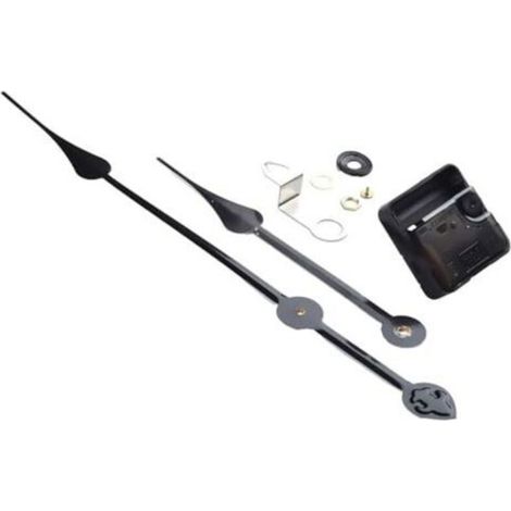 WIIYENA Kit de mécanisme de mouvement d'mecanisme horloge murale à couple élevé, silencieux, à quartz, kit de réparation avec aiguilles longues pour grande horloge de 50 à 60 cm (noir