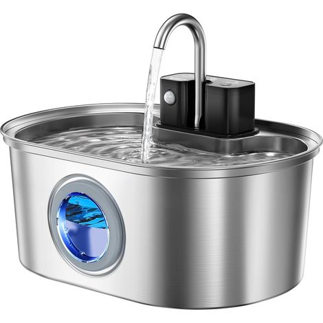 Fontaine à Eau sans Fil pour Chat 3,2 L – INOX, à Piles, avec capteur de Mouvement, Pompe silencieuse, Filtration Multiple, sans BPA, Facile à Nettoyer, pour intérieur