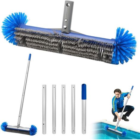 Brosse Piscine Ronde, Balai Piscine Brosse 43cm, Balai Brosse Kit Nettoyage Piscine, Tête de Brosse de Piscine, Brosses à Récurer Rondes pour Mur, Carrelage, Salles de Bains et Jardins (1/5)