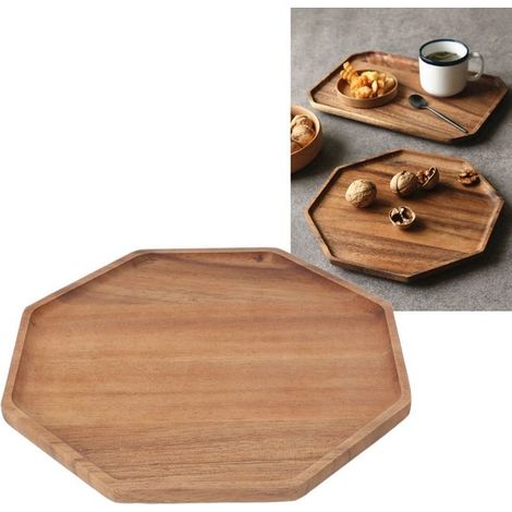BelleRise - Plateau bois acacia – Design japonais – pour thé, desserts, pain – style zen (1/3)