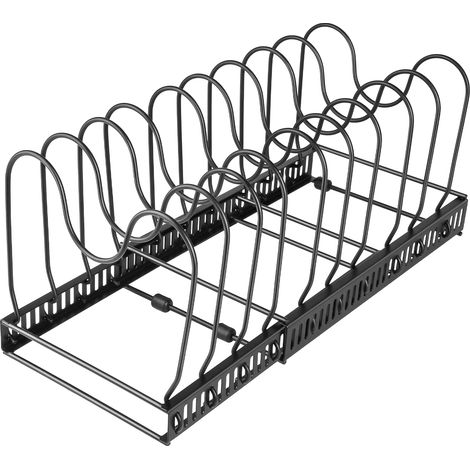 Haloyo Porta Coperchio per Pentola e Porta Coperchio per Pentola Antiruggine, Regolabile, con 10 Scomparti Regolabili, Nero (1/5)