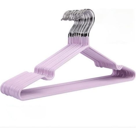 Paquete de 10 perchas de alambre metálico resistentes y antideslizantes con agarres de goma para abrigos/camisas/vestidos – adulto (1/5)