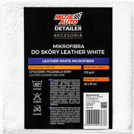 023678 MY CAR - DETAILER Mikrofasertuch zur Reinigung und Pflege von Lederoberflächen LEDER WEISS 310 g/m² 40 x 40 cm (1/5)