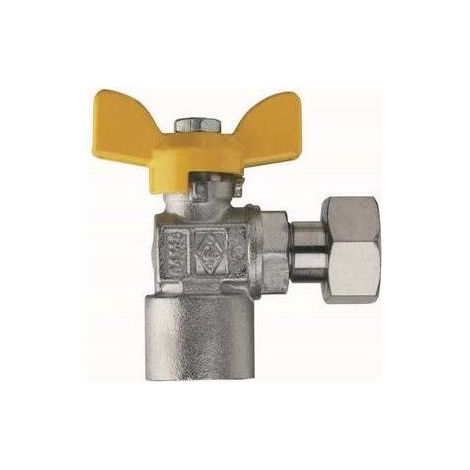 VALVOLA A SFERA PER GAS A SQUADRA FIL. FEMMINA CON GIRELLO Misura: 1/2" x 1/2"  DN 15
