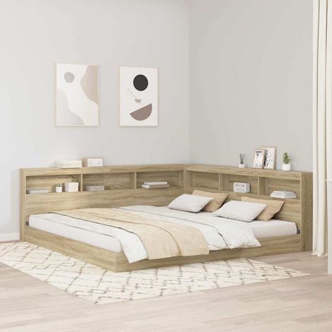 Bücherregal-Bett Sonoma-Eiche 180 x 200 cm Holzwerkstoff