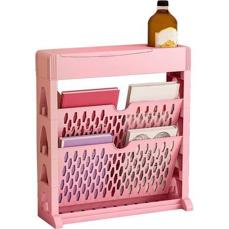 Bücherregal, Aufbewahrungsregal, kleines Bücherregal, Bücherschrank mit großem Fassungsvermögen, leicht zugänglich, für Wohnzimmer und Schlafzimmer, einreihig, 2-lagig, rosa (1/5)