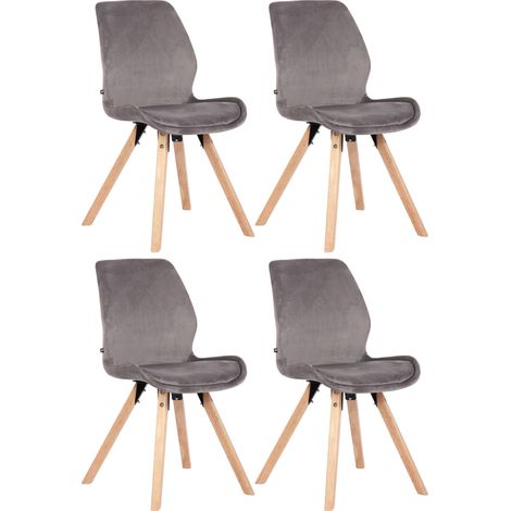 Lot de 4 chaises de salle à manger design scandinave en tissu velours gris pieds en bois 100001857
