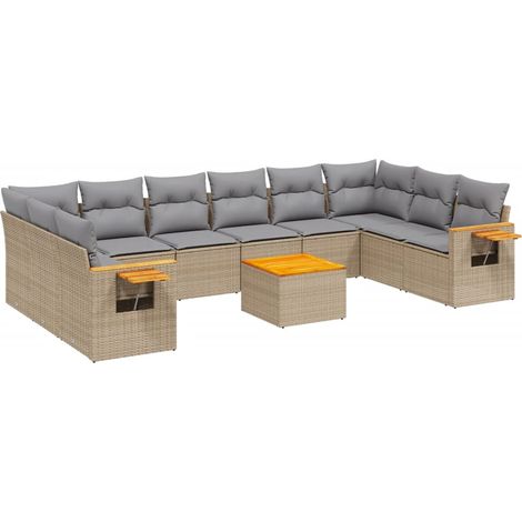 Maison Exclusive - Set de sofás de jardín 11pzas con cojines ratá (1/5)