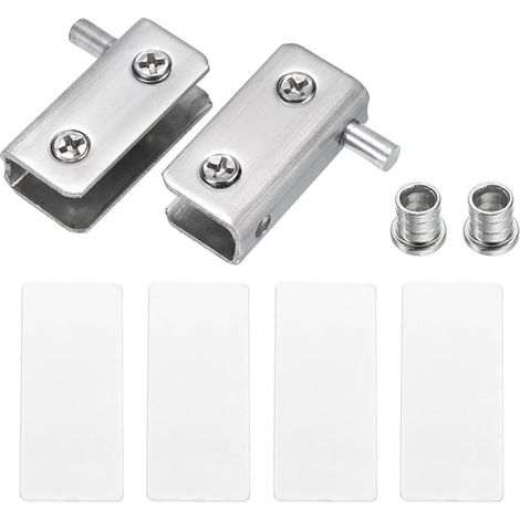 Ajustable Verre Porte Charnières Pince, Verre Porte Pivot Charnière Agrafe pour 5-8mm Épaisseur Verre, Argent 40x10x20mm (1/5)