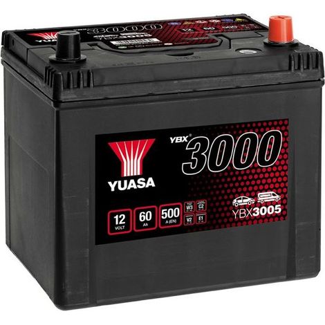 Batterie Yuasa YBX3005 conventionnelles standard 12 V 60 AH 500 AMPS L 231 l 173 H 225 (1/3)