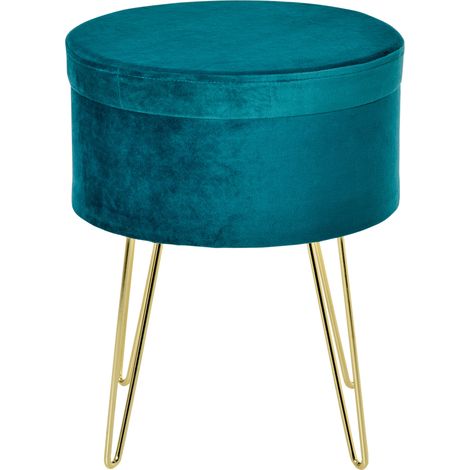 Beyamis 2-in-1 Aufbewahrungshocker: Kann als Hocker aus Holz und grünem Samt oder als Beistelltisch verwendet werden.