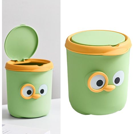Poubelle de Bureau Mini avec Couvercle Désign Cartoon Adorable Corbeille à Papier Portable pour Chambre Bureau (1/5)
