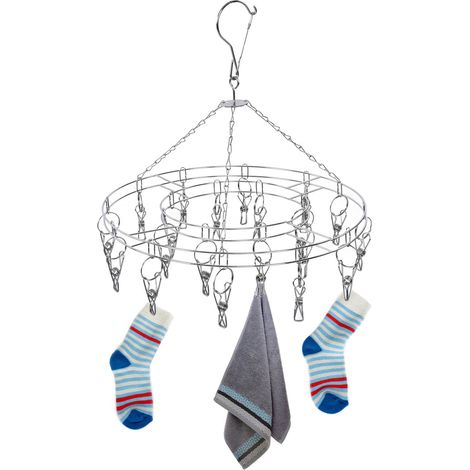 Étendoir à linge en acier inoxydable avec plusieurs pinces, étendoir à chaussettes, étendoir à sous-vêtements multifonctionnel (1/5)