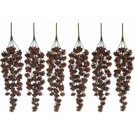 Pack of 6 x 70cm Artificial Trailing Sedum Succulent Plant Dusty Brown Hanging Faux Greenery - Premium Quality (1/5)