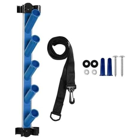 Étagère pour accessoires de piscine pour l'extérieur, étagère de rangement en PVC durable avec design à 5 ou 4 trous, organiseur de piscine peu encombrant (bleu) (1/5)