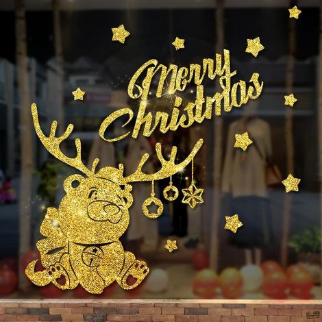 Décoration murale ours doré de Noël pour portes et fenêtres (1/5)